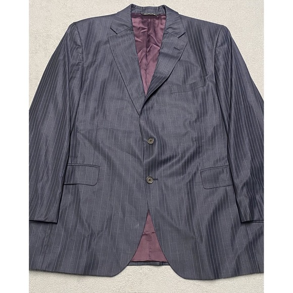 Loro Piana Blazer Mens 44 R Navy Blue Wool Striped Jack Victor Sport Coat - Picture 1 of 15